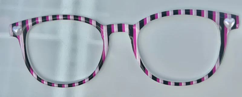 Reese Topper, stripes with pearl heart embellishments