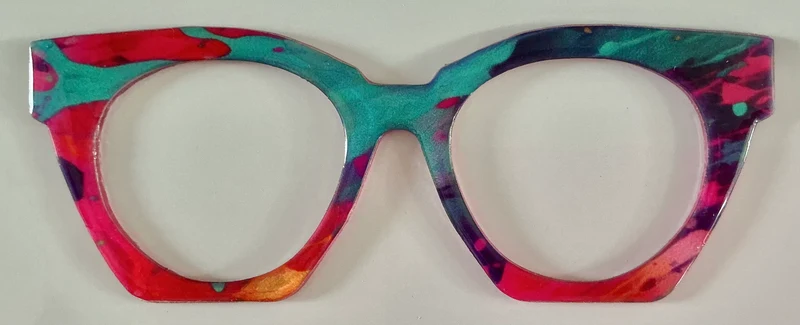Zuri Case Topper; teal/red/pink paint swirls