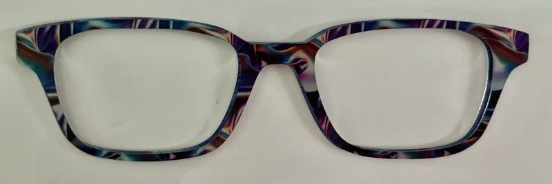 Finley Topper; metal; purple and blue swirls