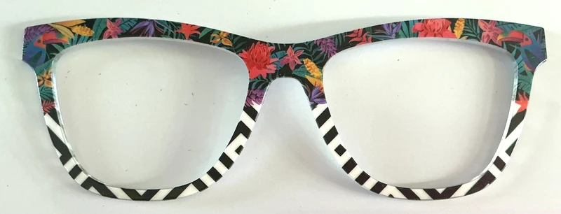 PAIR Brand Harper, tropical flowers/black and white chevron split