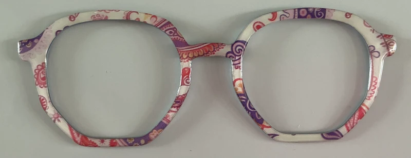 Rowan Topper; red, purple, and white paisley