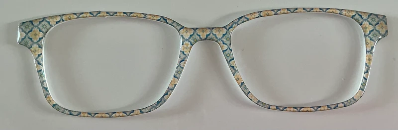 Finley Topper; blue and gold geometric design