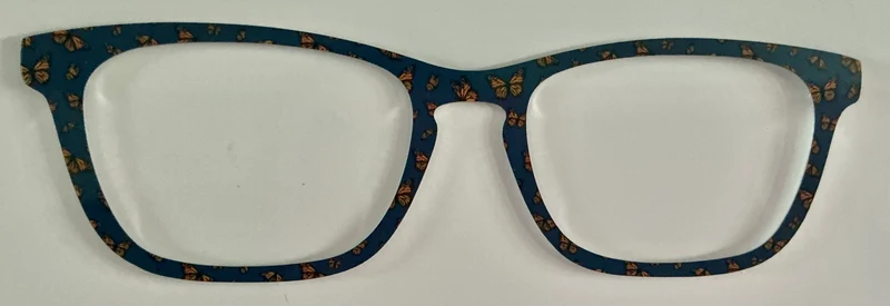Casper Topper; metal; gold butterflies on blue