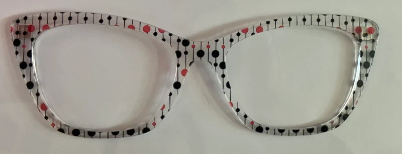 Wanda Topper; translucent black and orange dots