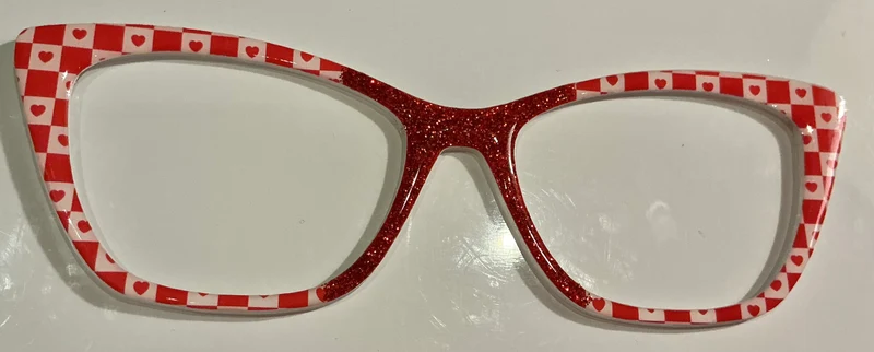 Wanda, Pop Your Toppers, red and white check with glitter center