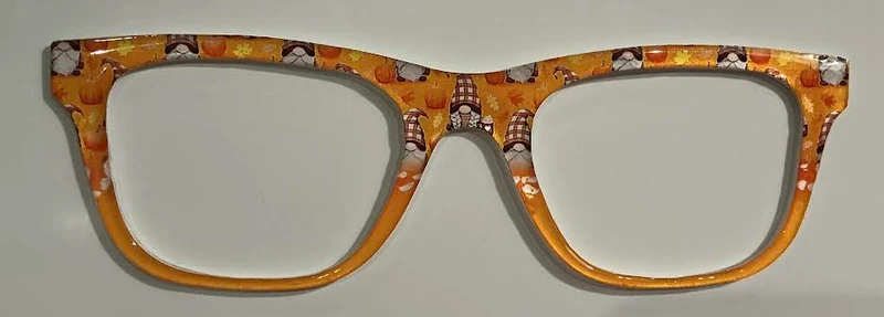 Jessie Topper; pumpkins and gnomes split on orange