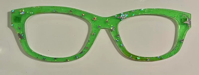 Addison Topper; silver stars on lime green