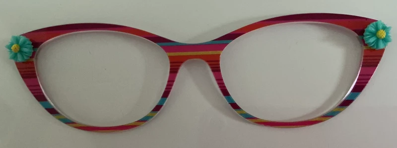 PAIR Ella Topper; PAIR Brand striped with blue flower charm in corner