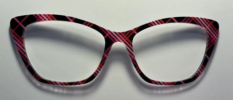 PAIR Wanda Topper' pink plaid on black