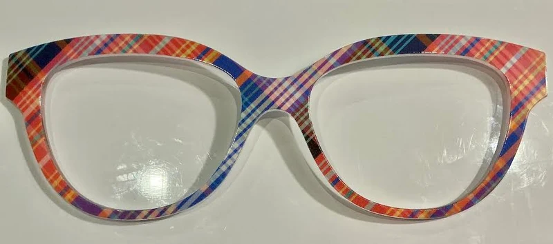 PAIR - Quinn Topper; pink and blue plaid multicolored
