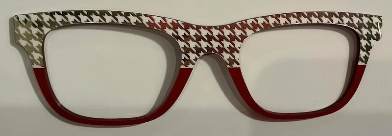 PAIR - Jessie Topper; silver and white hounds tooth/burgundy split