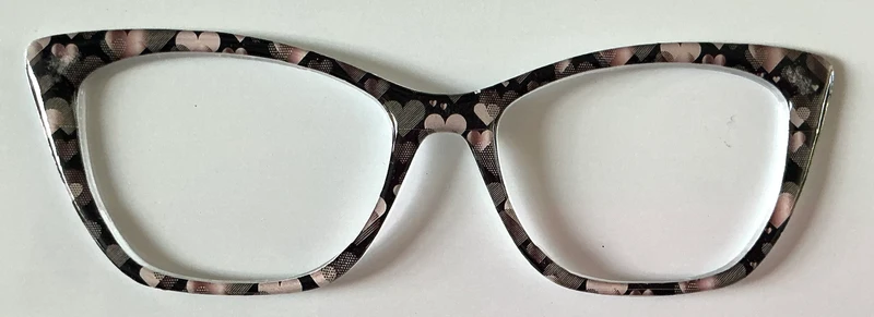 Wanda Topper; gray and pink hearts on black